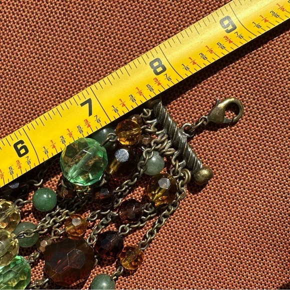 Bracelet Bronze tone Chunky Multicolor beads 8 Strand Retro Y2K Boho 6.5-7 0775 - Picture 10 of 14